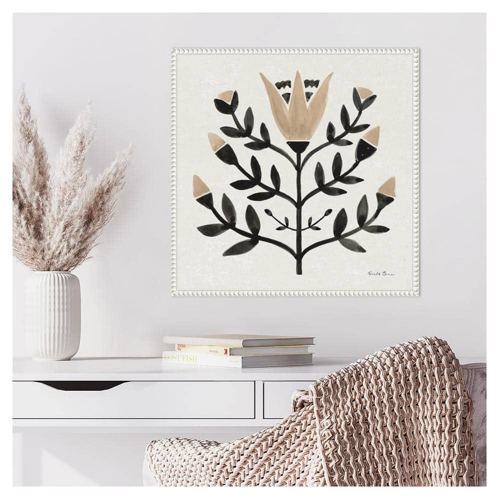 Amanti Art 22"x22" Garden Folk Flowers II by Farida Zaman Framed Canvas Wall Art Print: Modern Lithograph, Polystyrene Frame