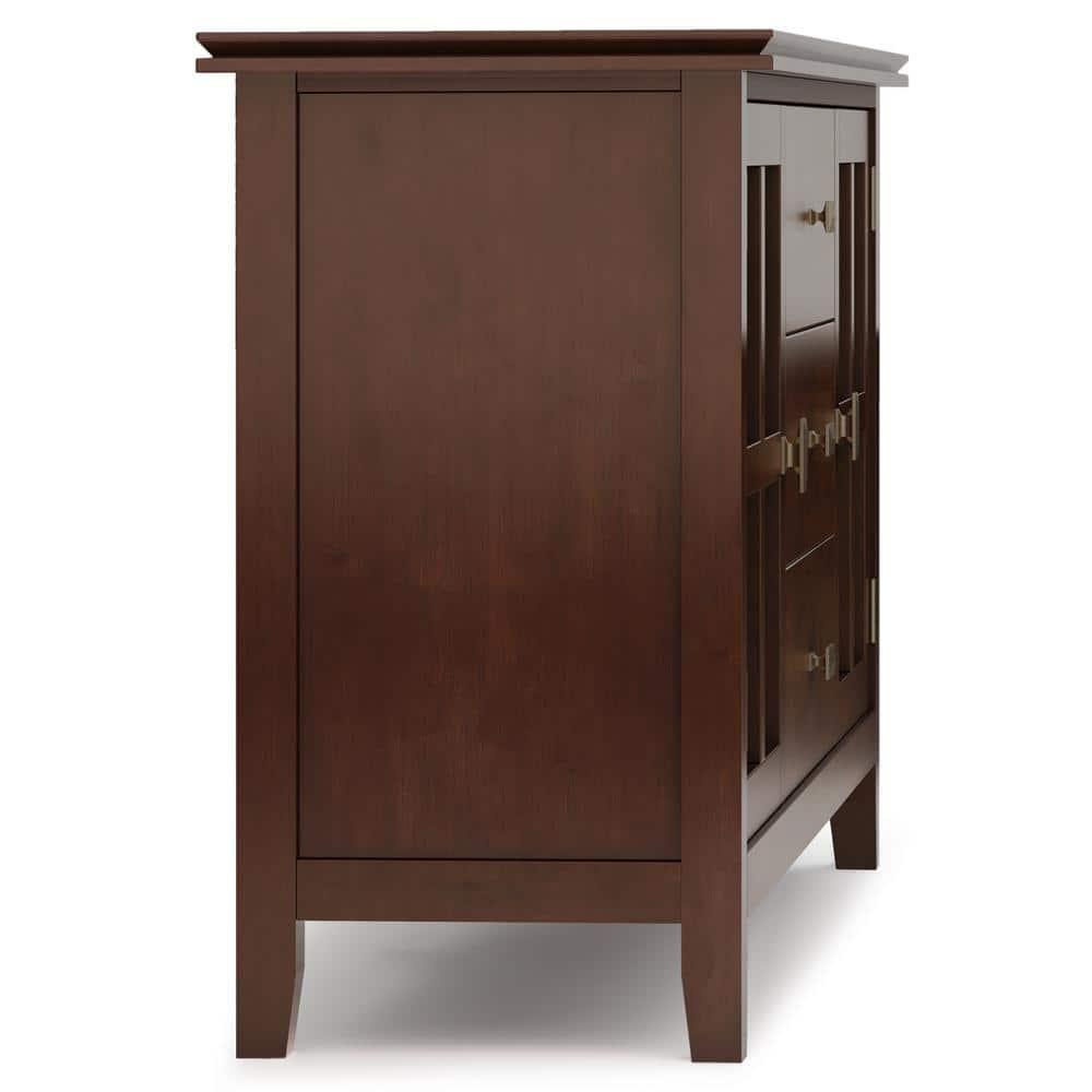 Simpli Home Artisan 60"W Solid Wood Sideboard Buffet with and Tempered Glass Doors and 3 Drawers