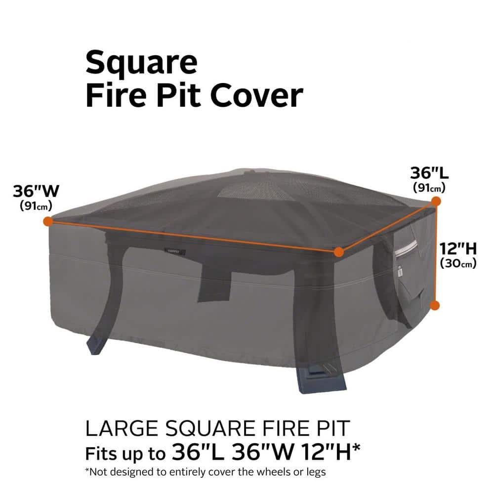 Classic Accessories Ravenna Water-Resistant 36 Inch Full Coverage Square Fire Pit Cover