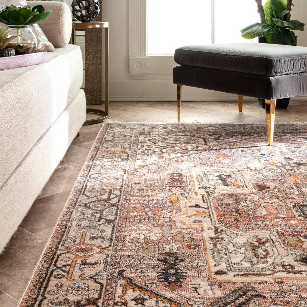 Nuloom Harriet Medallion 2x12 Runner Indoor Area Rug for Living Room Bedroom Dining Room Entryway Hallway Kitchen, Light Brown/Ivory