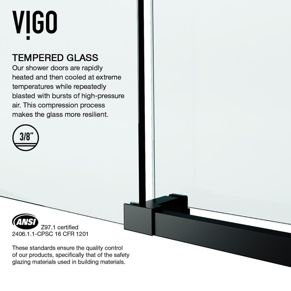 Elan E-Class 56-60" W x 76" H Sliding Frameless Shower Door with 3/8" Clear Glass