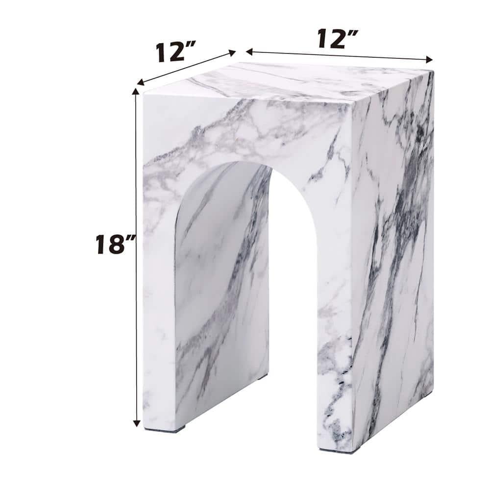 Fritzy Square End Table In White Engineered Stone