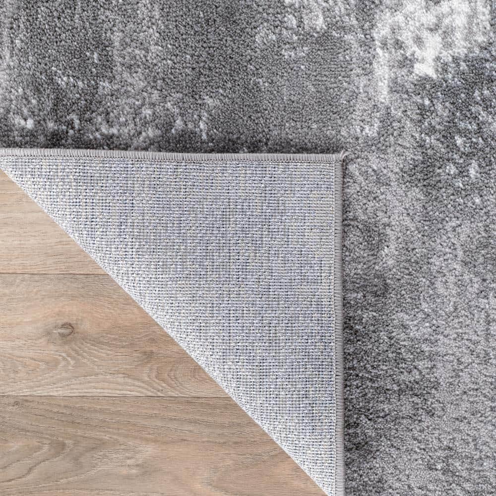 World Rug Gallery Distressed Abstract Watercolor Gray 7'10" x 10' Area Rug