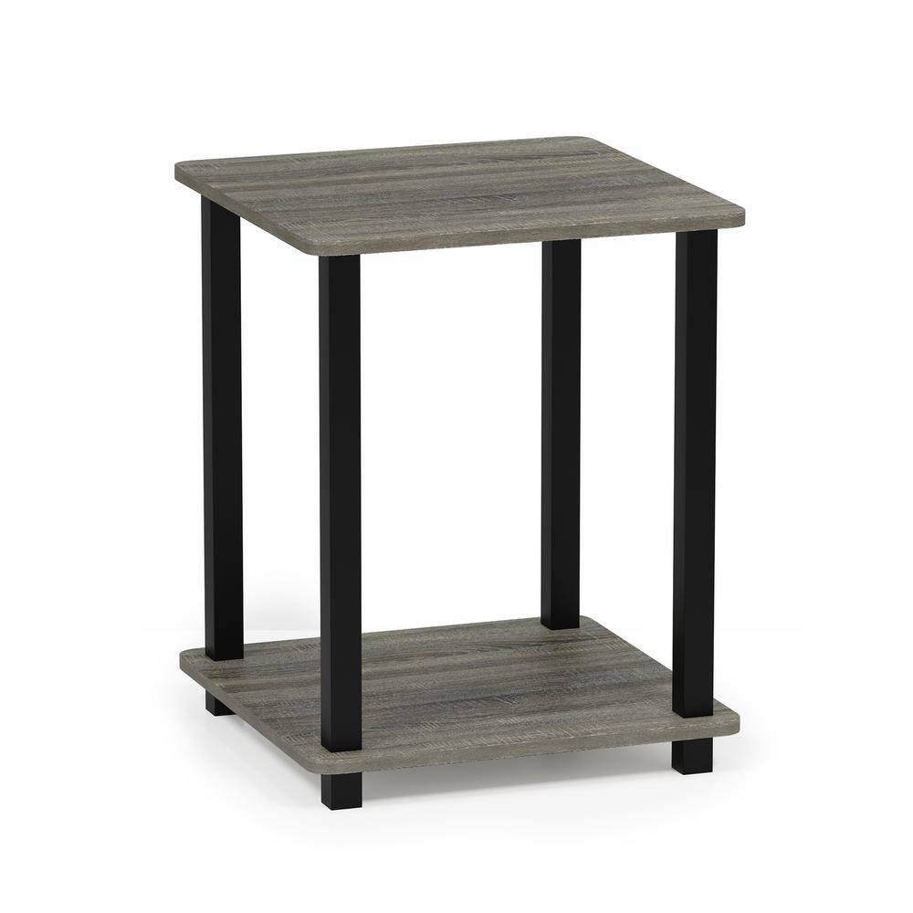 Furinno Engineered Wood Simplistic End Table in French Oak Gray/Black (Set of 2)