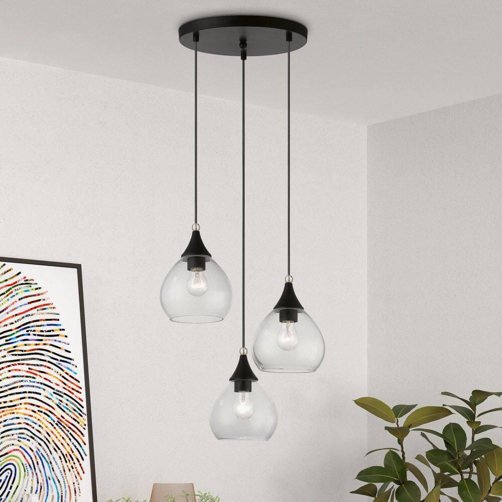 Livex Lighting Catania 3 - Light Pendant in  Black/Brushed Nickel