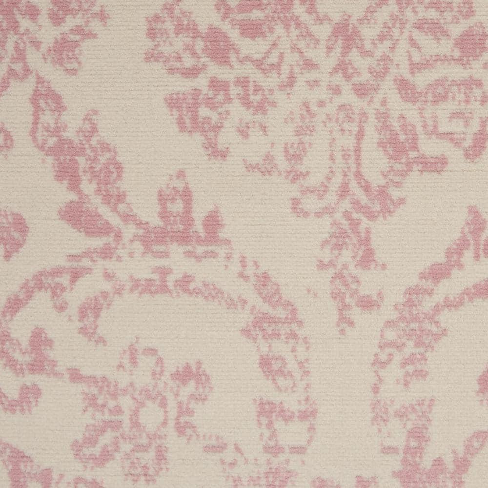 Nourison Jubilant 5'3" x 7'3" (5' x 7') Ivory/Pink Area Rug Farmhouse Vintage Damask by Nourison