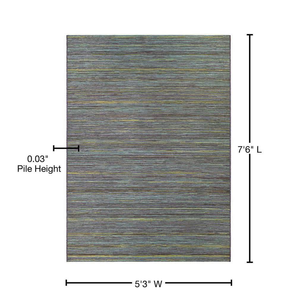 Couristan Cape Hinsdale Indoor / Outdoor Area Rug, Teal-Cobalt, 5'3" x 7'6"