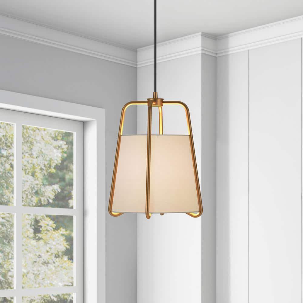 Evelyn&Zoe Mid-Century Modern Fabric and Metal Pendant