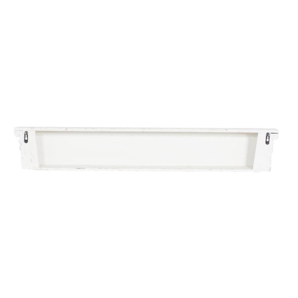 DecMode 36" x 5" Intricate Carved 1-Tier White Floral Wall Shelf