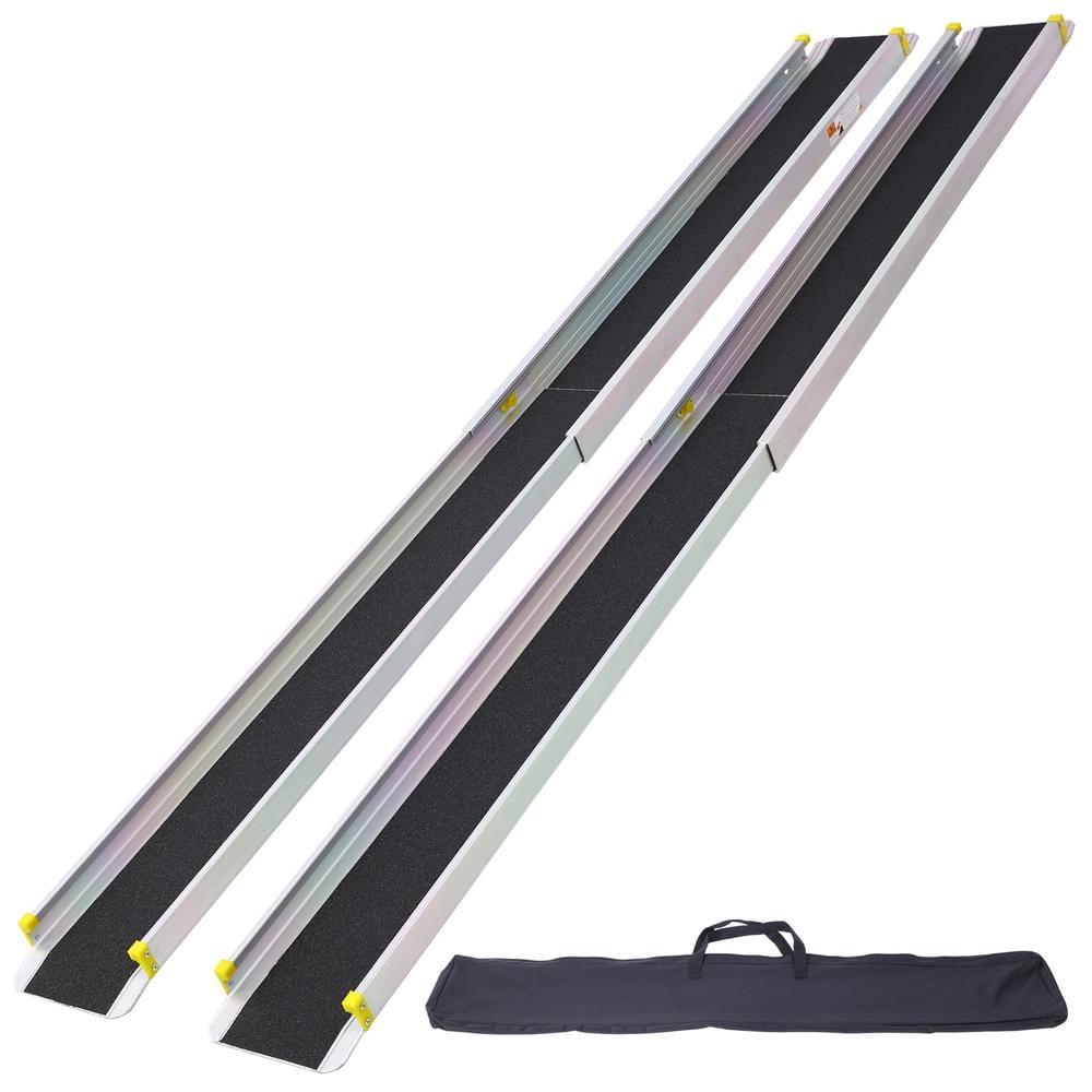 Adjustable Telescoping Wheelchair Ramps 48"-84" Extension Non-Skid Surface Safe & Convenient Access Solution for Vans, Curbs & Steps