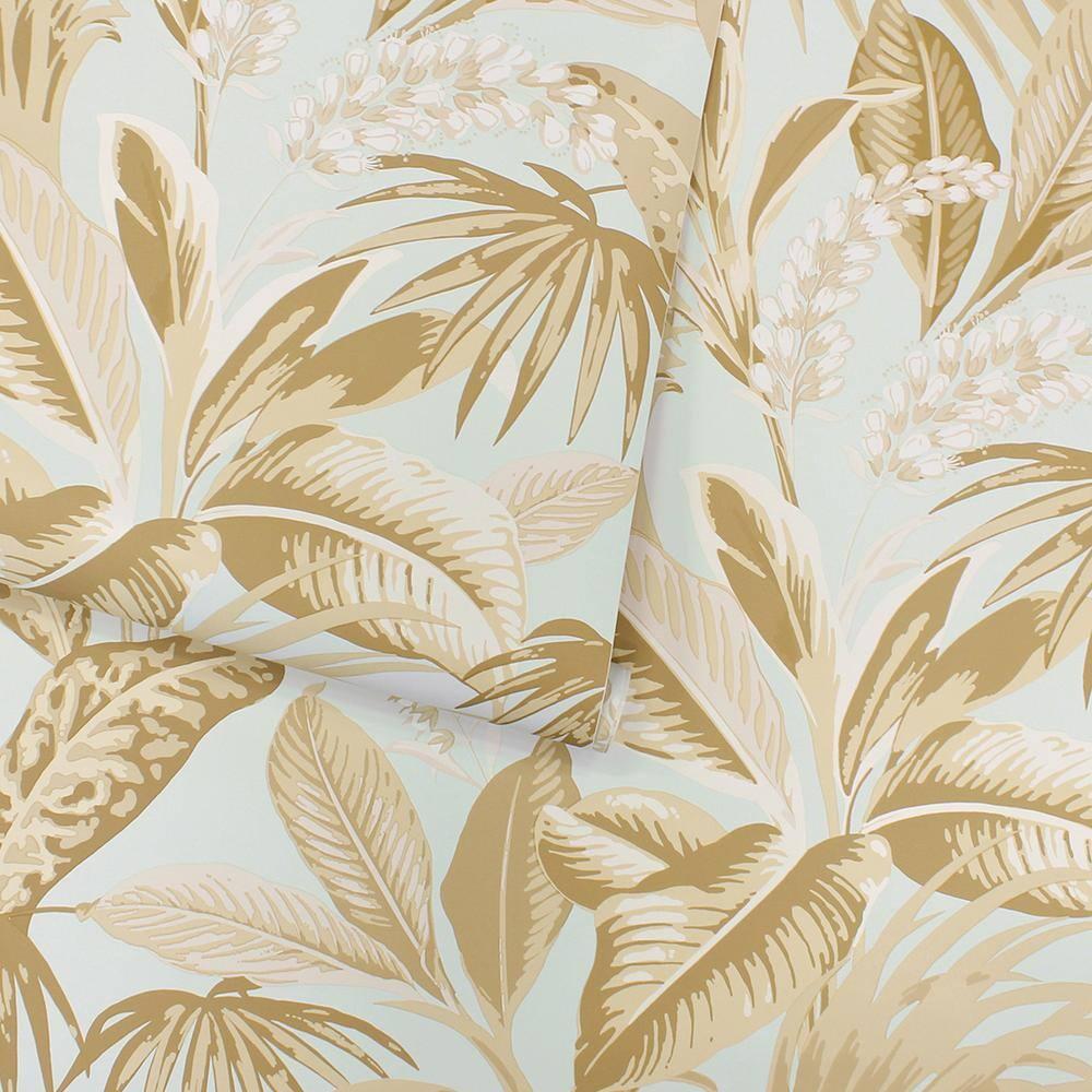 Tempaper & Co.® Havana Palm Removable Peel and Stick Wallpaper, Robins Egg, 28 sq. ft.: Vinyl Botanical Leaf Design, Self-Adhesive
