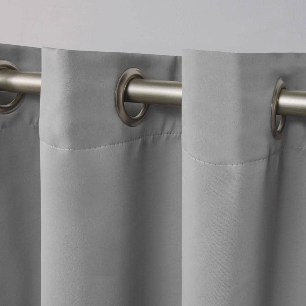 Exclusive Home Sateen Twill Woven Room Darkening Blackout Grommet Top Curtain Panel Pair, 52"x84", Veridian Grey