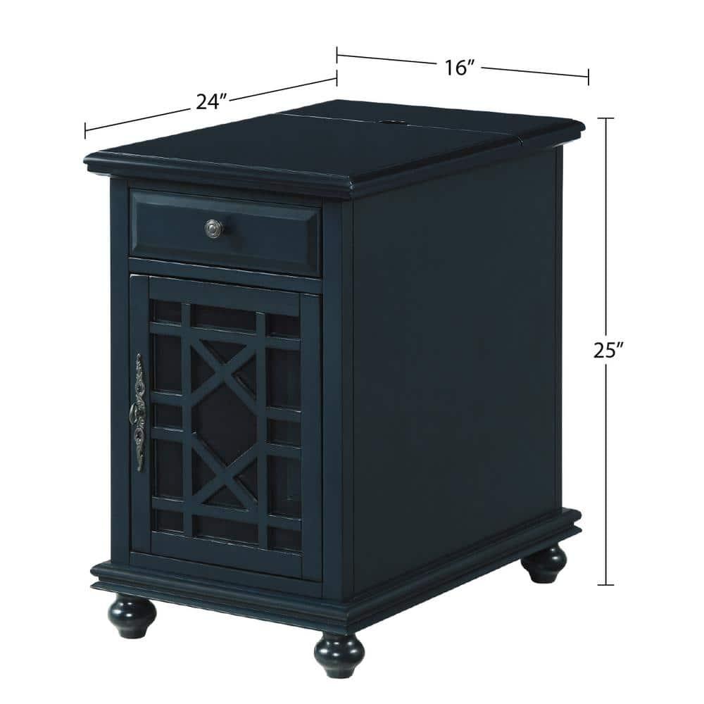 Martin Svensson Home Elegant Chairside Table with Power Catalina Blue