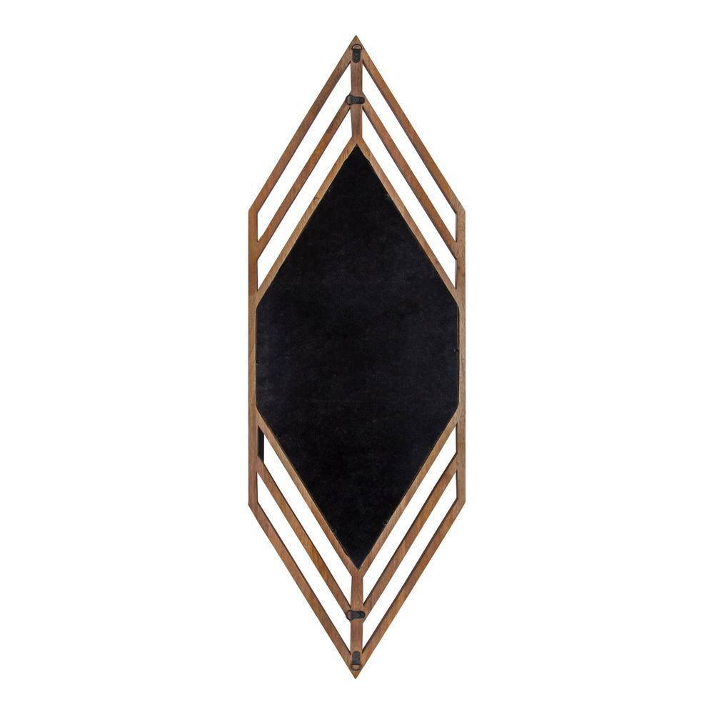 Kate and Laurel Vayga Bohemian Geometric Decorative Wall Mirror, 14 x 42, Natural, Modern Hexagon Mirror for Wall
