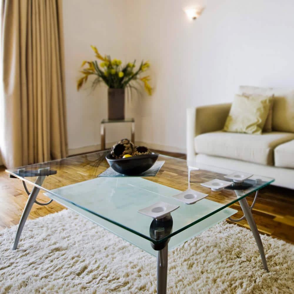 42 Inch Square Glass Table Top 1/4 Inch Thick Clear Tempered Glass With Flat Edge Polished
