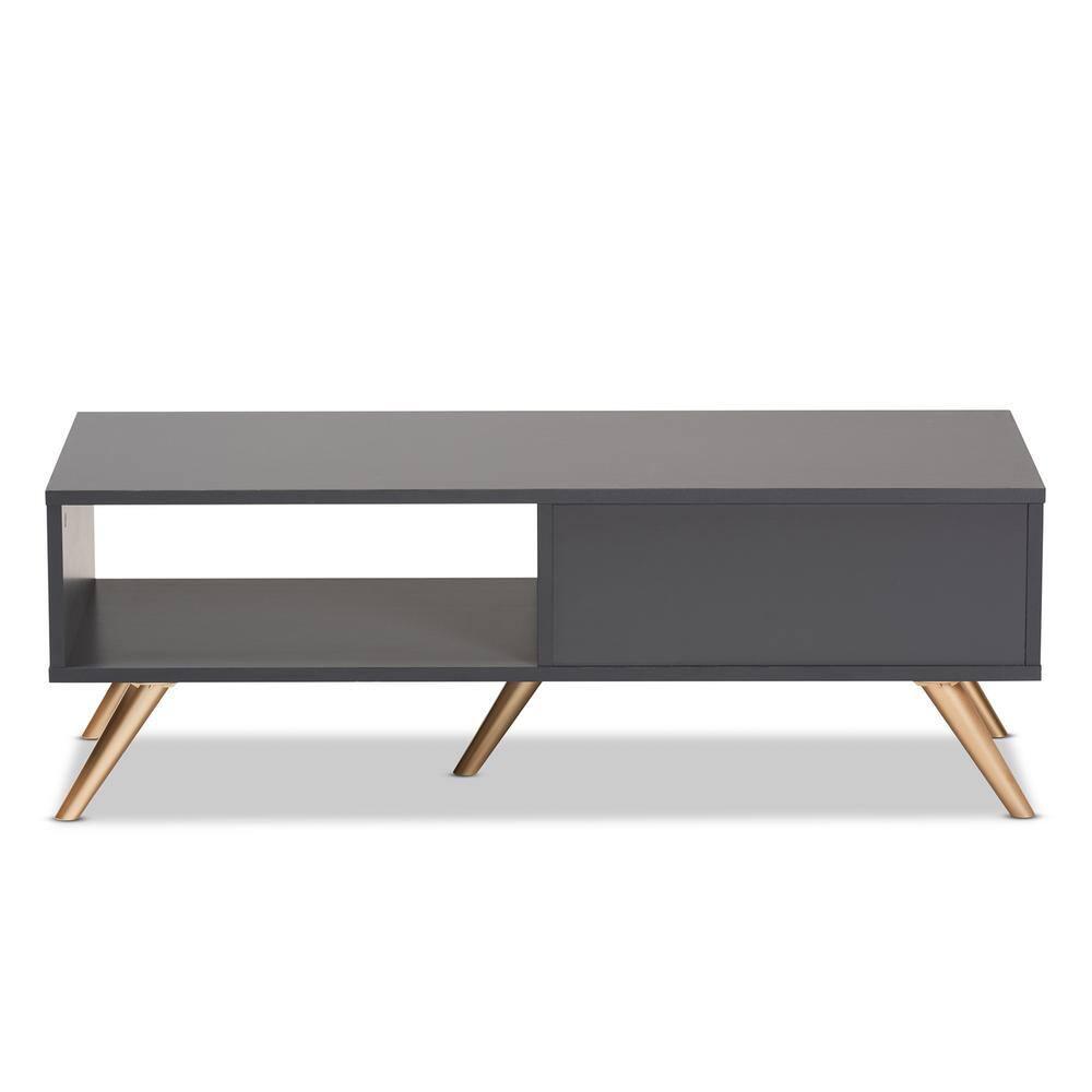 Kelson Wood Coffee Table Dark Gray/Gold - Baxton Studio