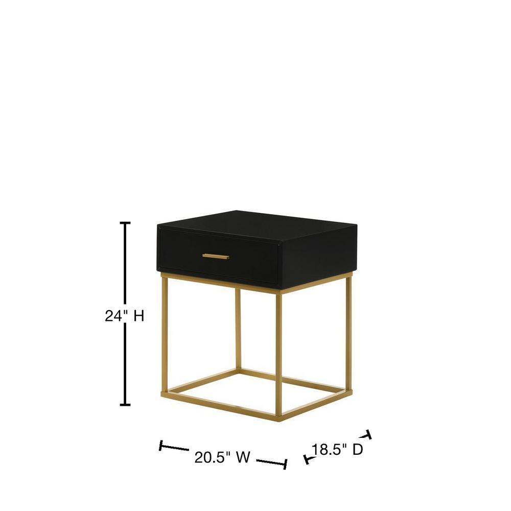LuXeo LuXeo Catalina One Drawer Nightstand with Mustard Gold Legs