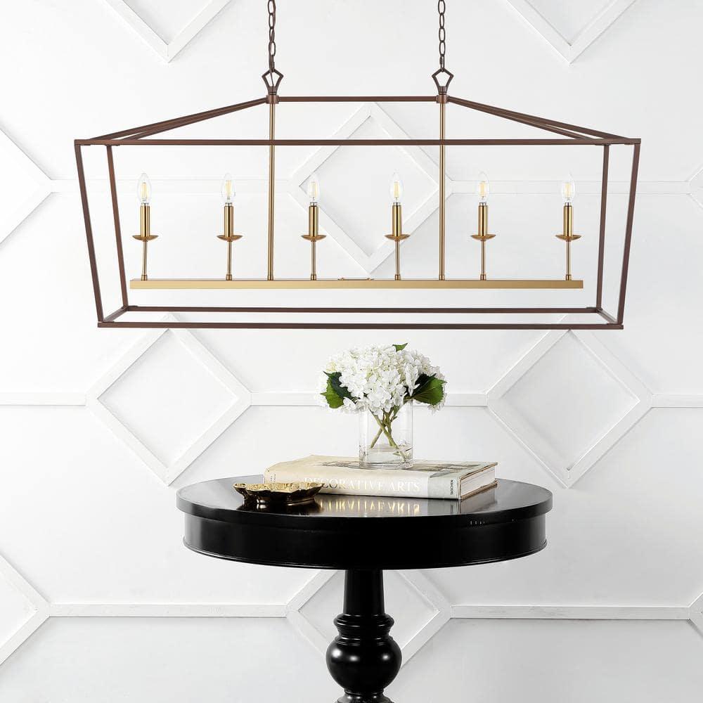 Pagoda 49" Linear 6-Bulb Classic Traditional Metal LED Pendant, Oil Rubbed Bronze