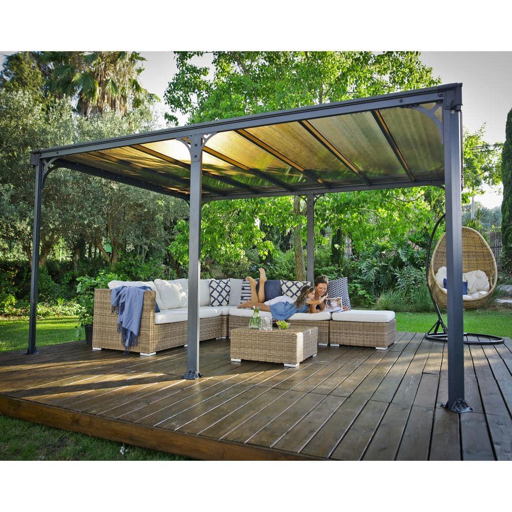 Palram - Canopia Milano 4300 10' x 14' Polycarbonate/Aluminum Gazebo - Gray/Bronze