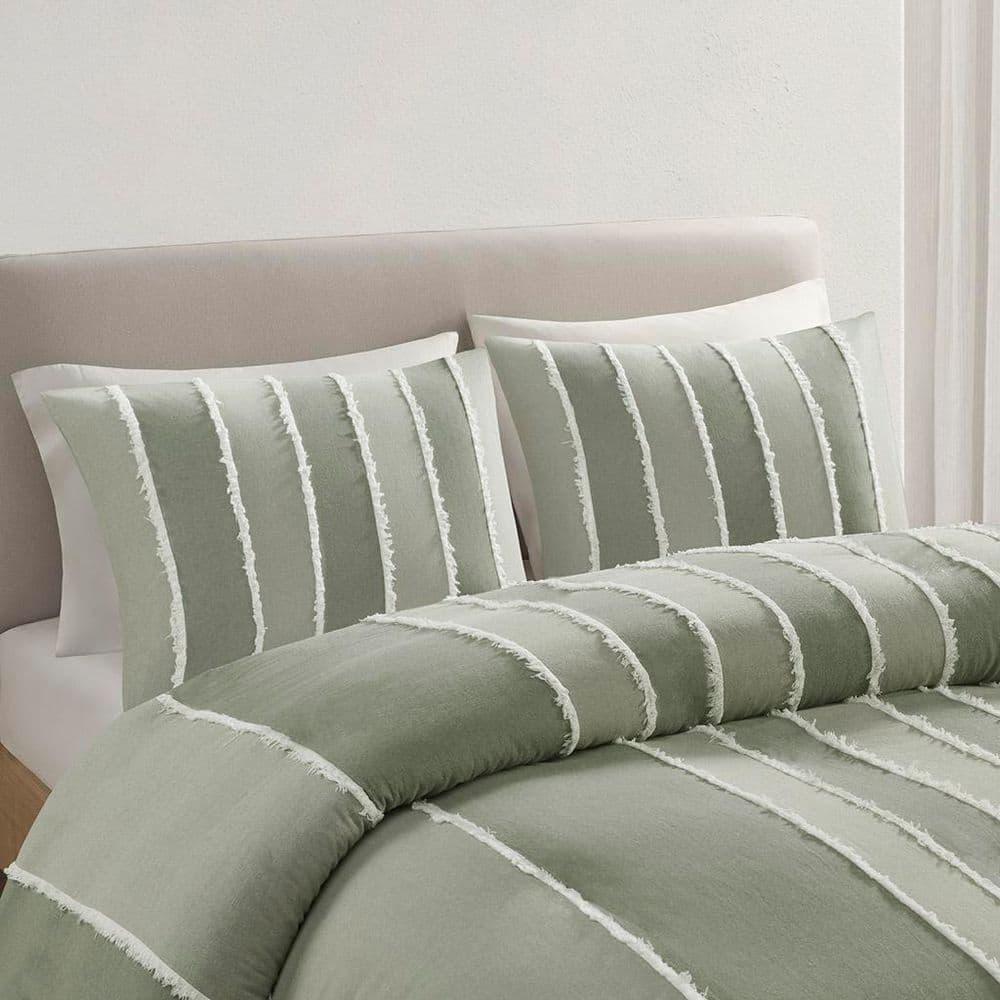 Shay 3 Piece Striped Cotton Duvet Cover Set