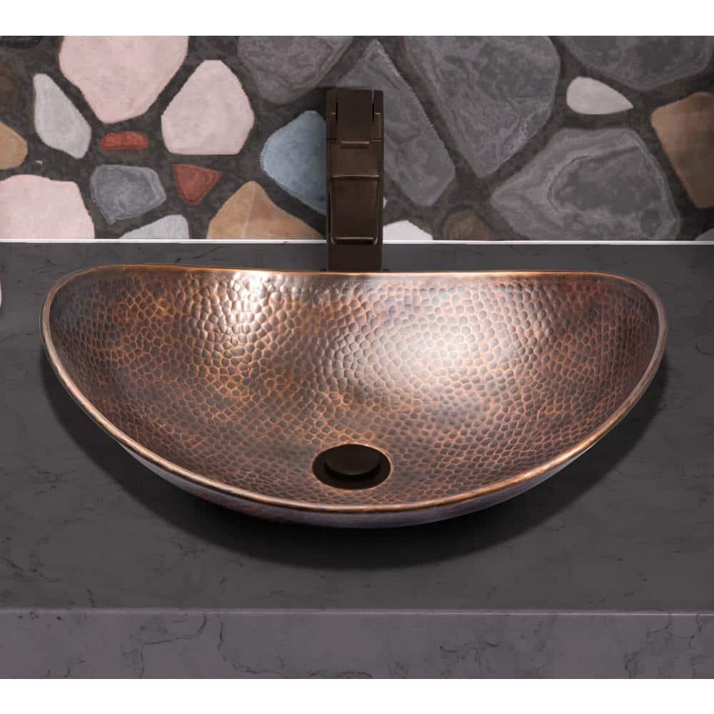 Pure Copper Hand Hammered Harbor Bathroom Vessel Sink 19"