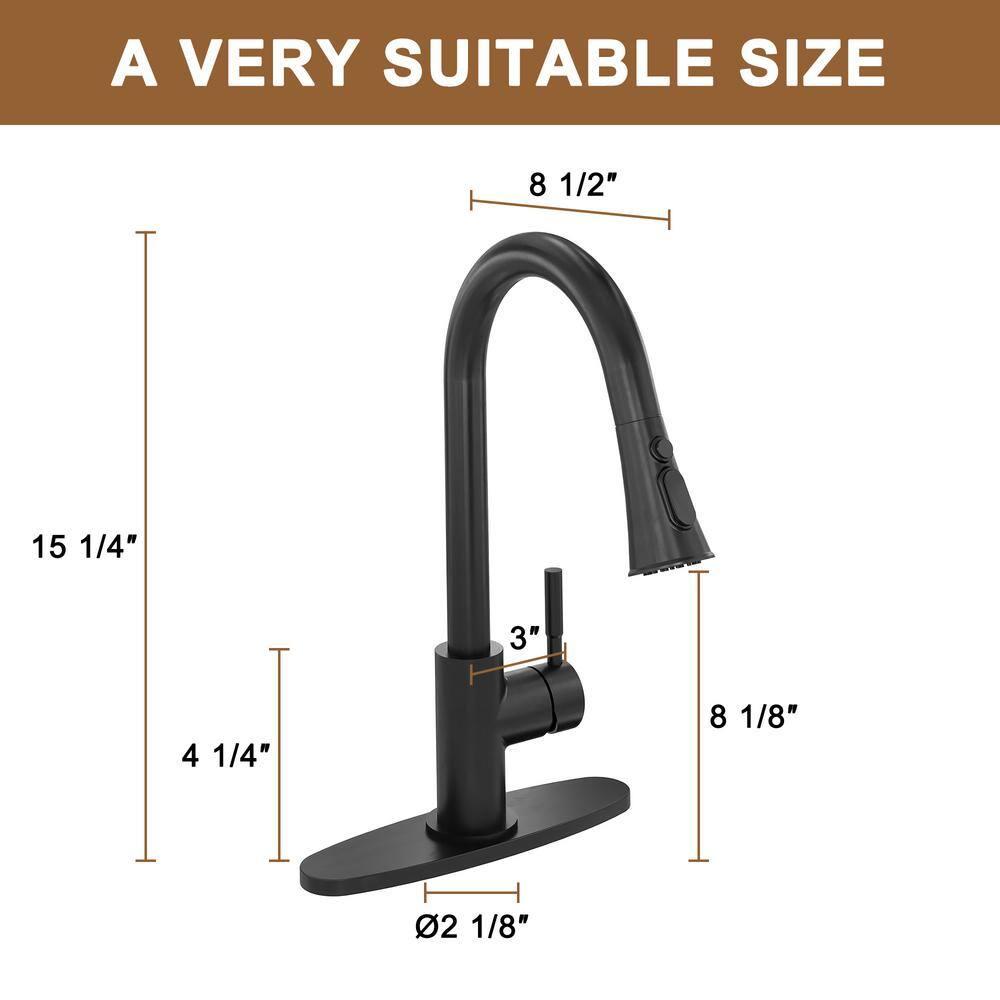 Pull Down Sprayer Kitchen Faucet with Dual-Function Sprayer and Deck Plate in Spot-Free