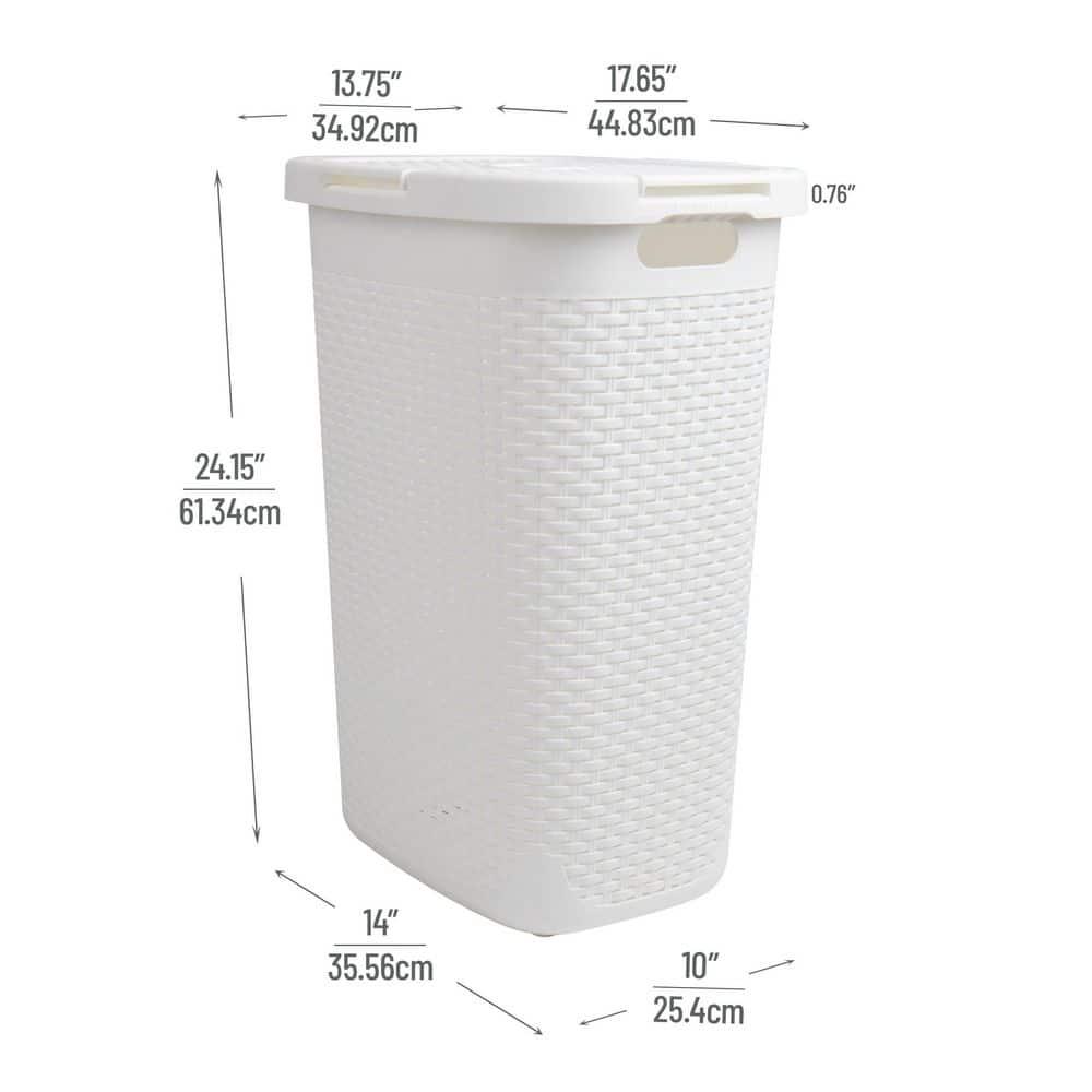 Mind Reader Mind Reader 60L Slim Laundry Hamper, Clothes Basket, Lid, Wicker Style, Plastic, 17.65"L x 13.75"W x 24.15"H, 2-Pack