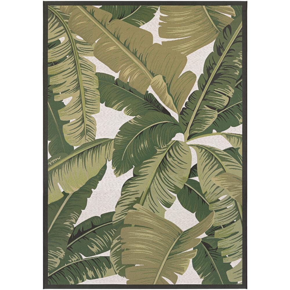 Couristan Dolce 2 x 3 (ft) Loomed Polypropylene Hunter Green-Ivory Rectangular Indoor/Outdoor Floral/Botanical Area rug