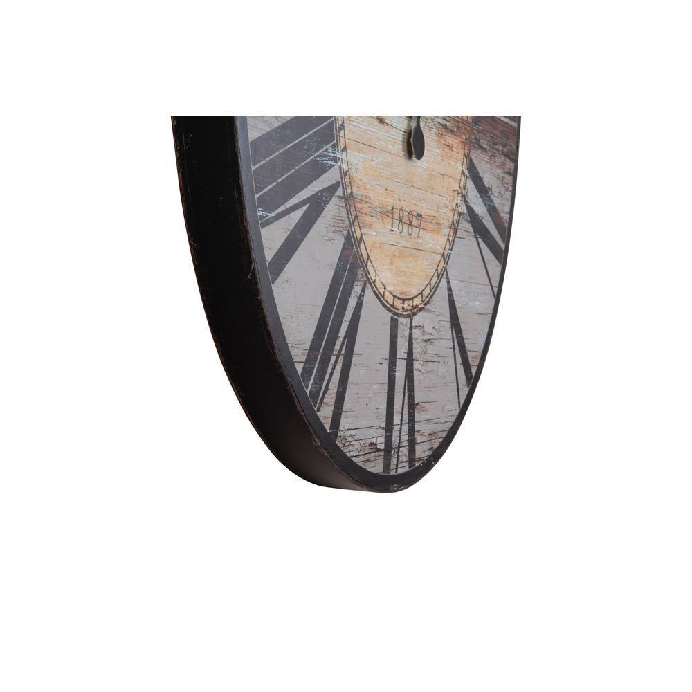 Woven Paths 29" Oval Distressed Grey Wood Wall Clock
