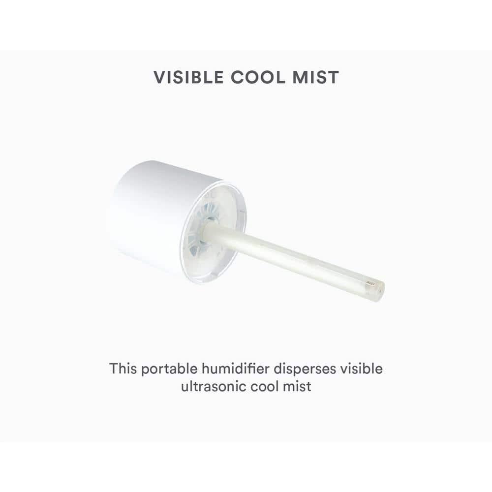 Homedics Portable Ultrasonic Humidifier, Cordless, Desktop, Travel, up to 10-Hour Runtime, Visible Quiet Cool Mist, White