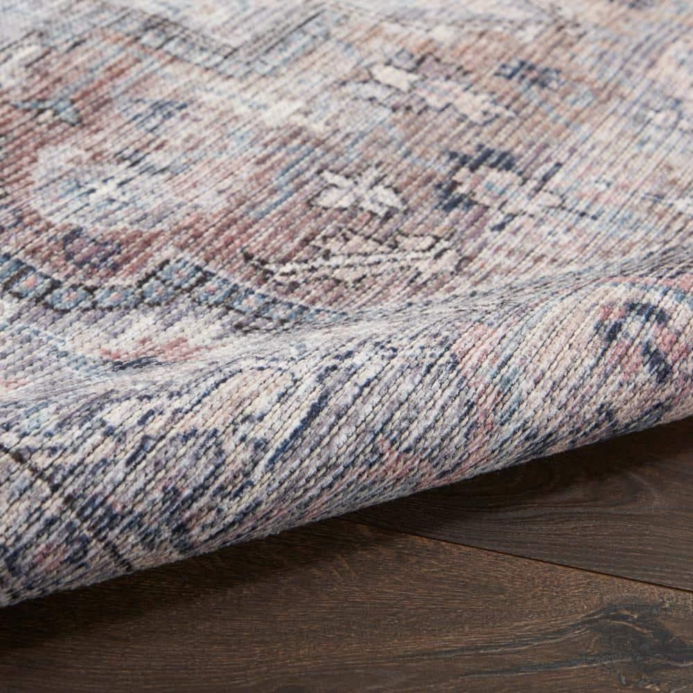 Nourison New Concept Washables Back to College 4' x 6' Grey Vintage Indoor Non-Slip Flatweave Rug