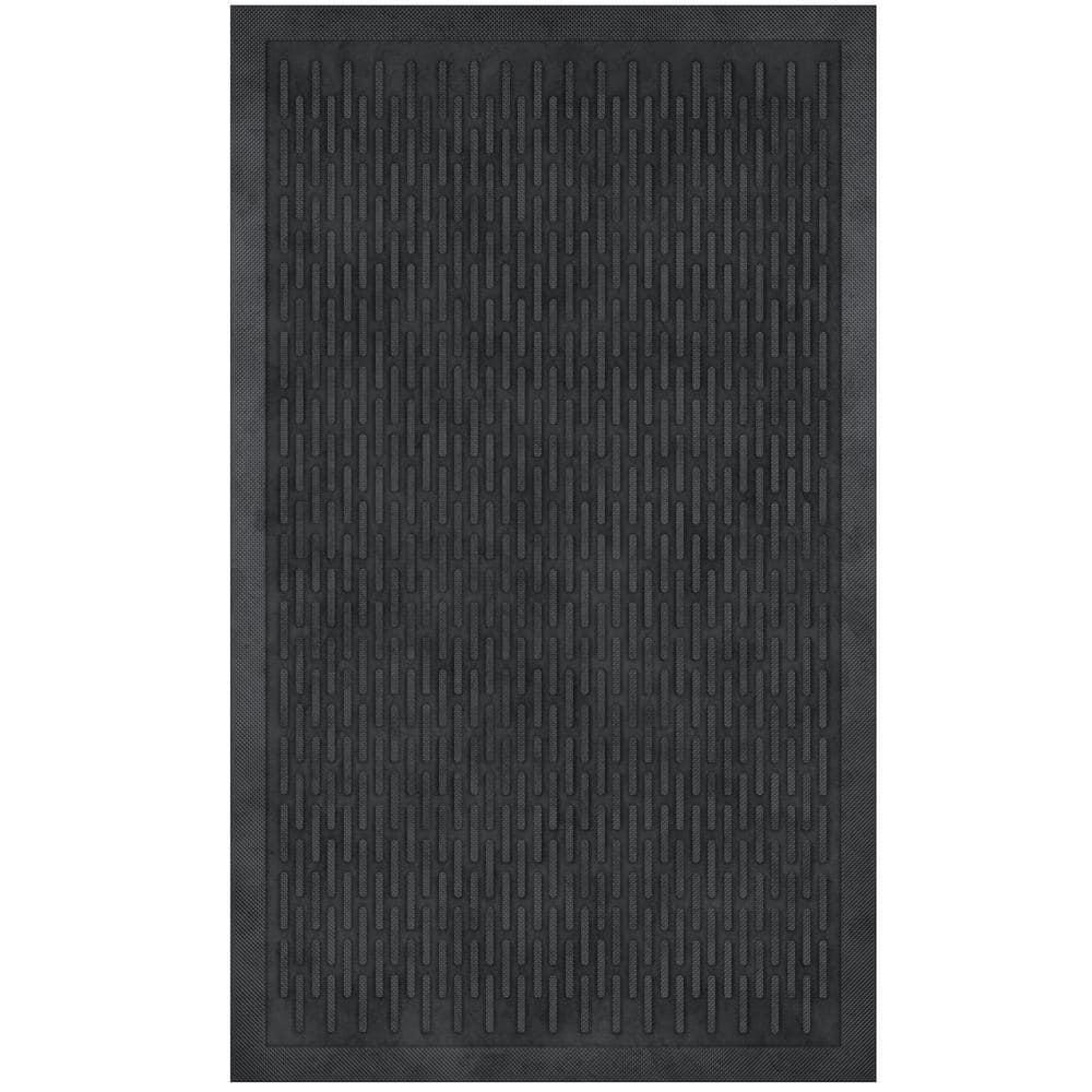 Ottomanson Easy clean, Waterproof Non-Slip Indoor/Outdoor Rubber Doormat, Black