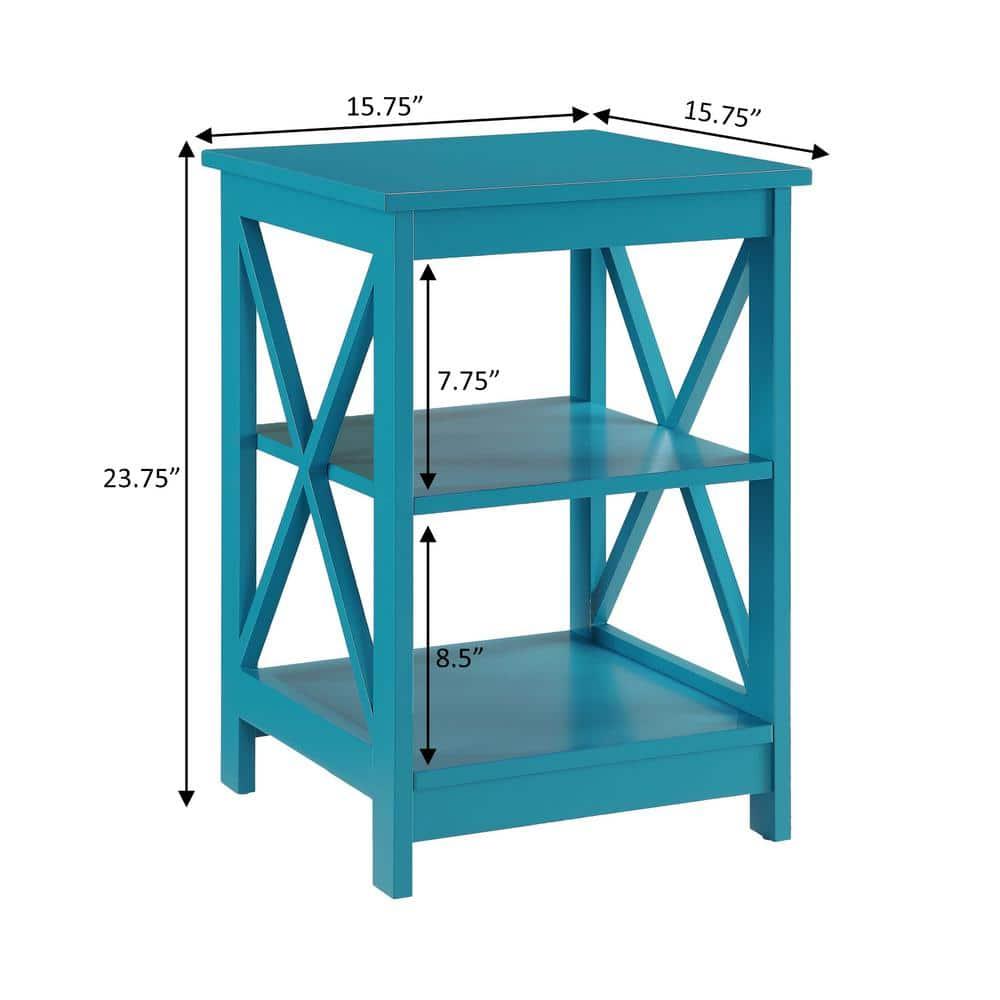 Convenience Concepts Oxford End Table with Shelves, Blue