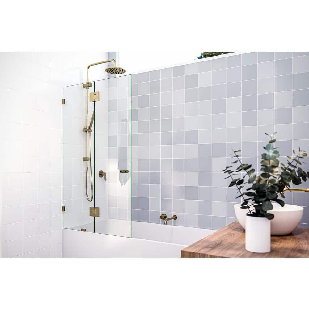 Glass Warehouse 34" W. x 58.25" H in. Frameless Glass Hinged Bathtub Door GW-B-GH-34-PB
