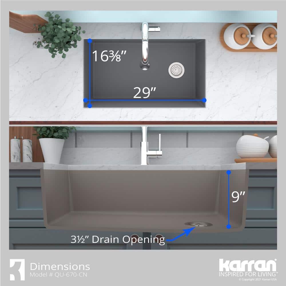 Karran Undermount Quartz Composite 31-3/4'' X 19-1/4'' Single Bowl Kitchen Sink