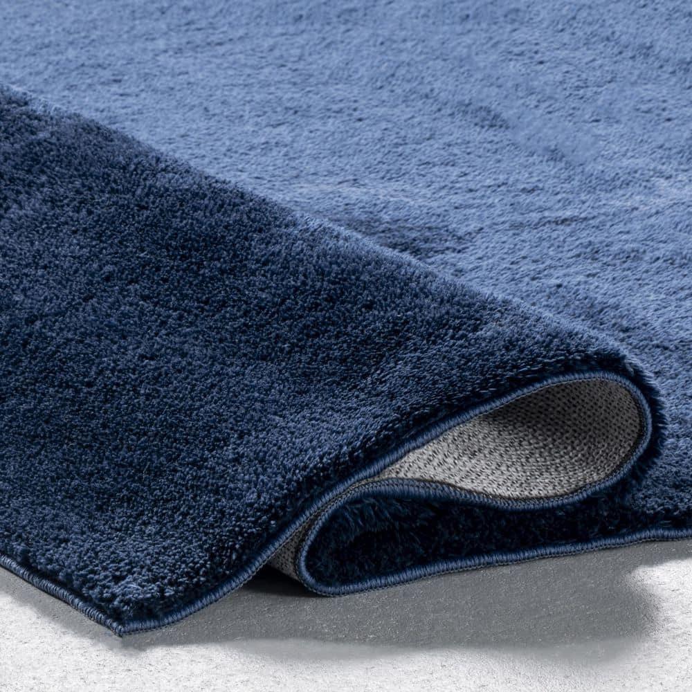 nuLOOM 2' x 10' Cozy Plush SuperiorWash Area Rug, Machine Washable, Non-Slip, Soft Fluffy Shag Carpet for Living Room Bedroom Nursery, Loni Navy