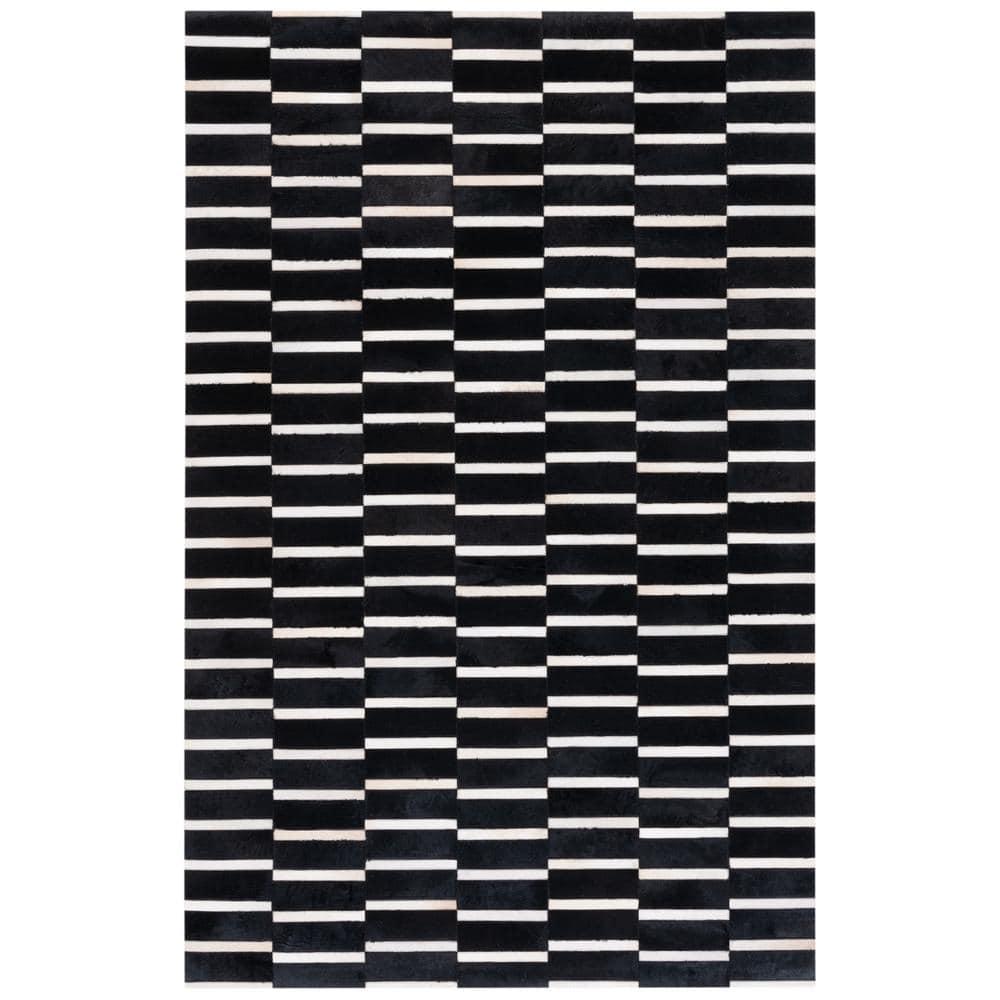 Studio Leather STL821 Hand Woven Area Rug - Black/Beige - 4'x6' - Safavieh.