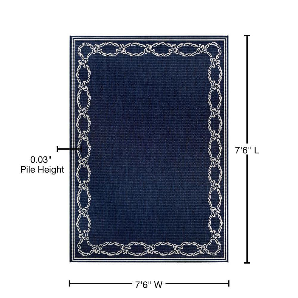 Couristan Recife Rope Knot Area Rug, 7'6" Round, Ivory-Indigo
