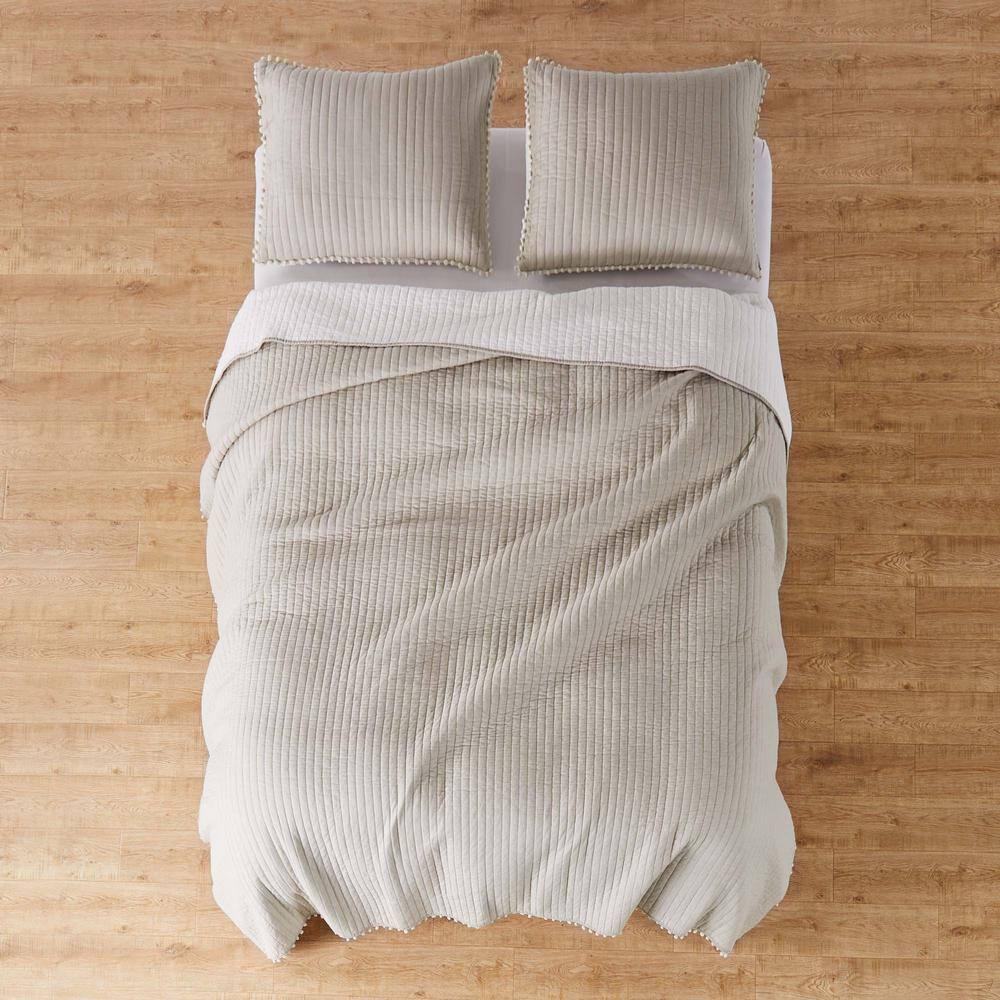 Pom Pom Taupe Twin/Twin XL Quilt - Levtex Home