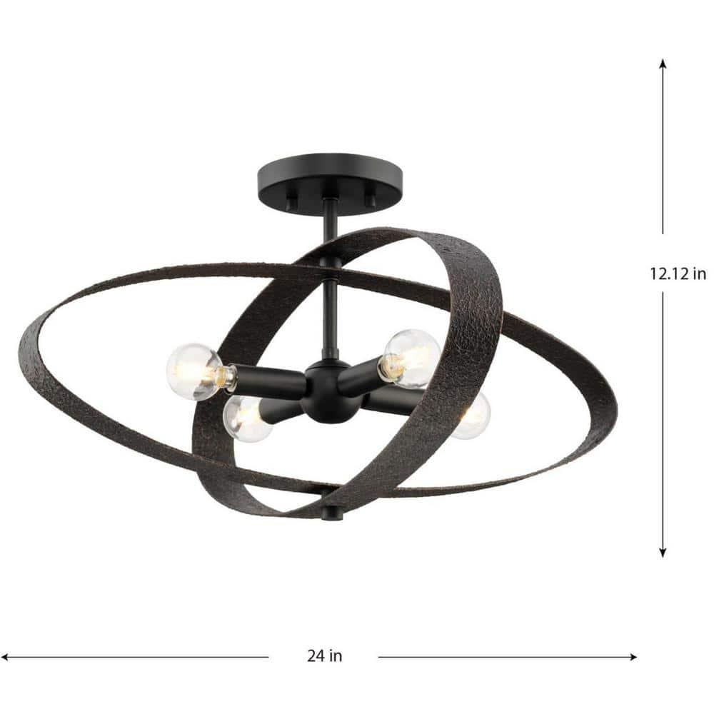 Progress Lighting Allegheny 4 - Light Flush Mount in  Matte Black