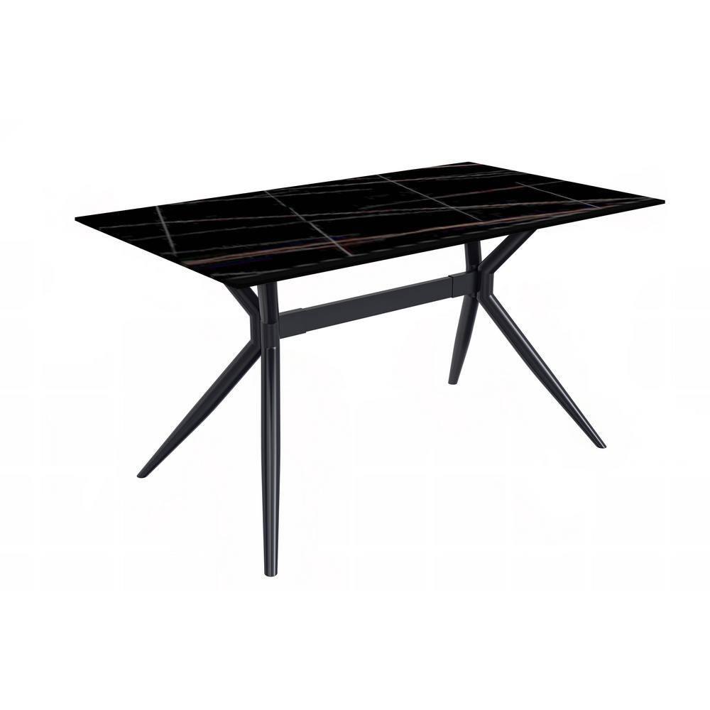 Kaison Modern Dining Table with Sintered Stone Top and Stainless Steel Base