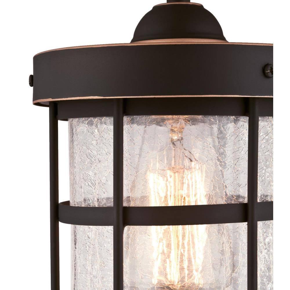 Westinghouse 6361500 Barkley One-Light Mini, Oil Rubbed Bronze Finish with Highlights and Clear Crackle Glass Indoor Pendant
