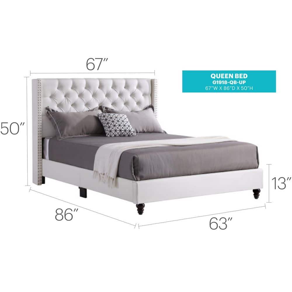 Julie White Tufted Upholstered Low Profile Queen Panel Bed