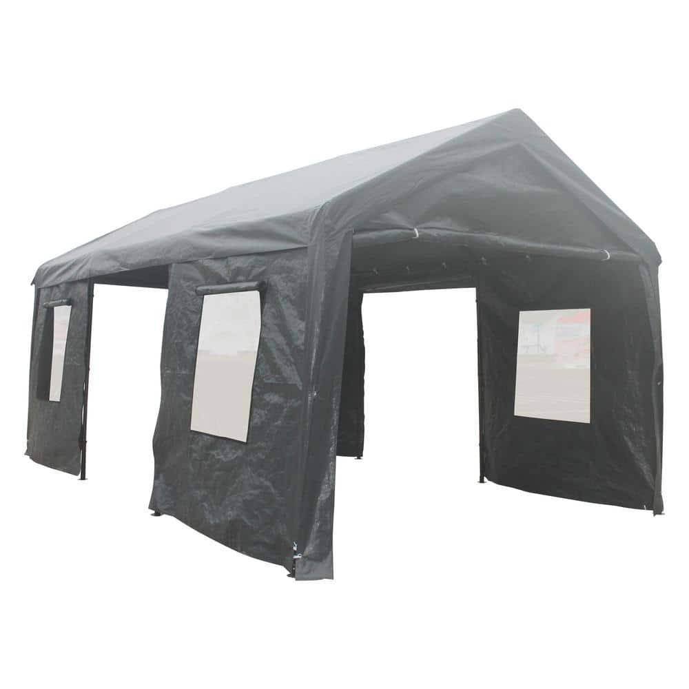10x20 Feet Canopy with Sidewalls Canopy Tent Car Port Portable Garage Heavy Duty Tent (Gray)