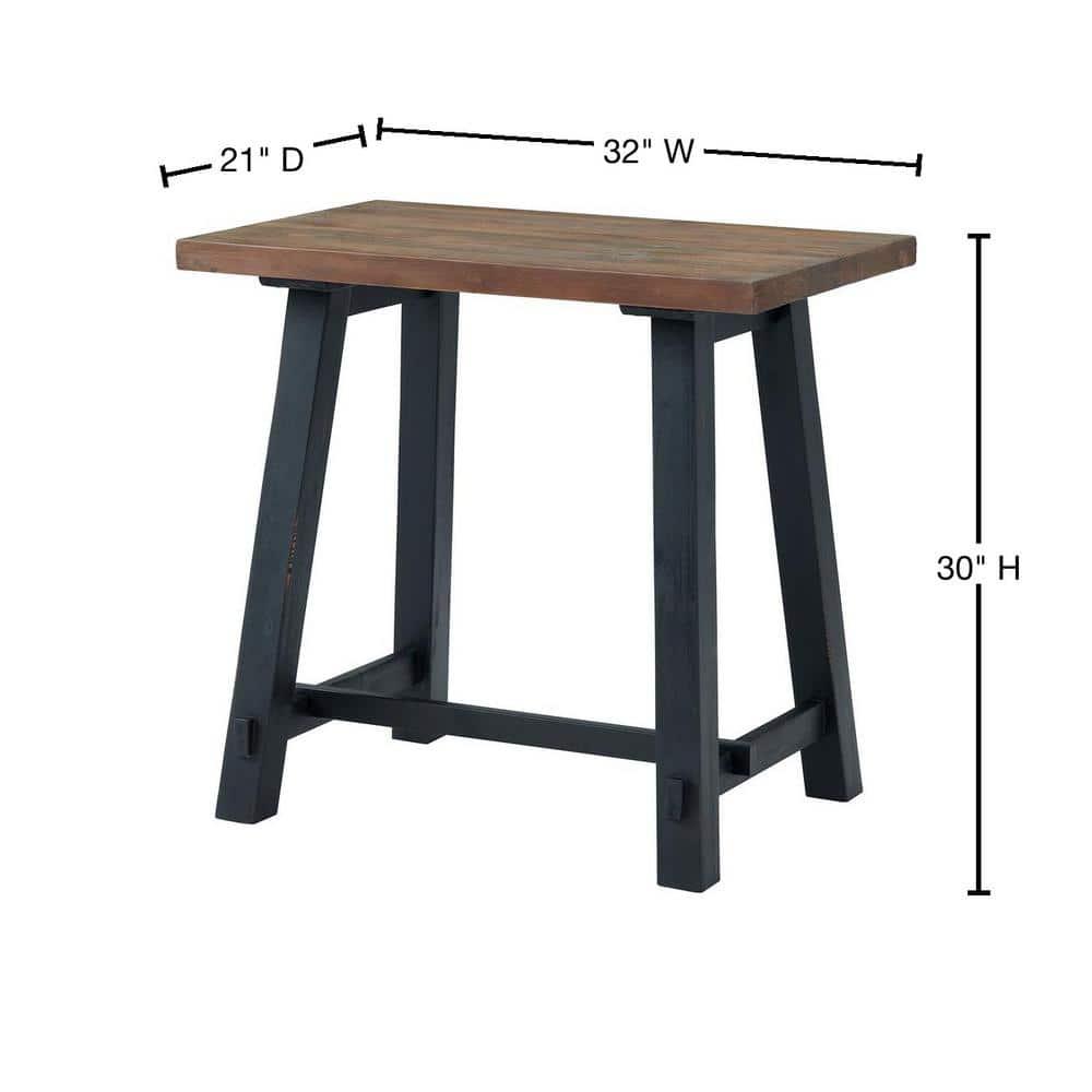 32" Small Adam Solid Wood Desk Rustic Natural - Alaterre Furniture: Industrial Sawhorse Leg, Pine Surface