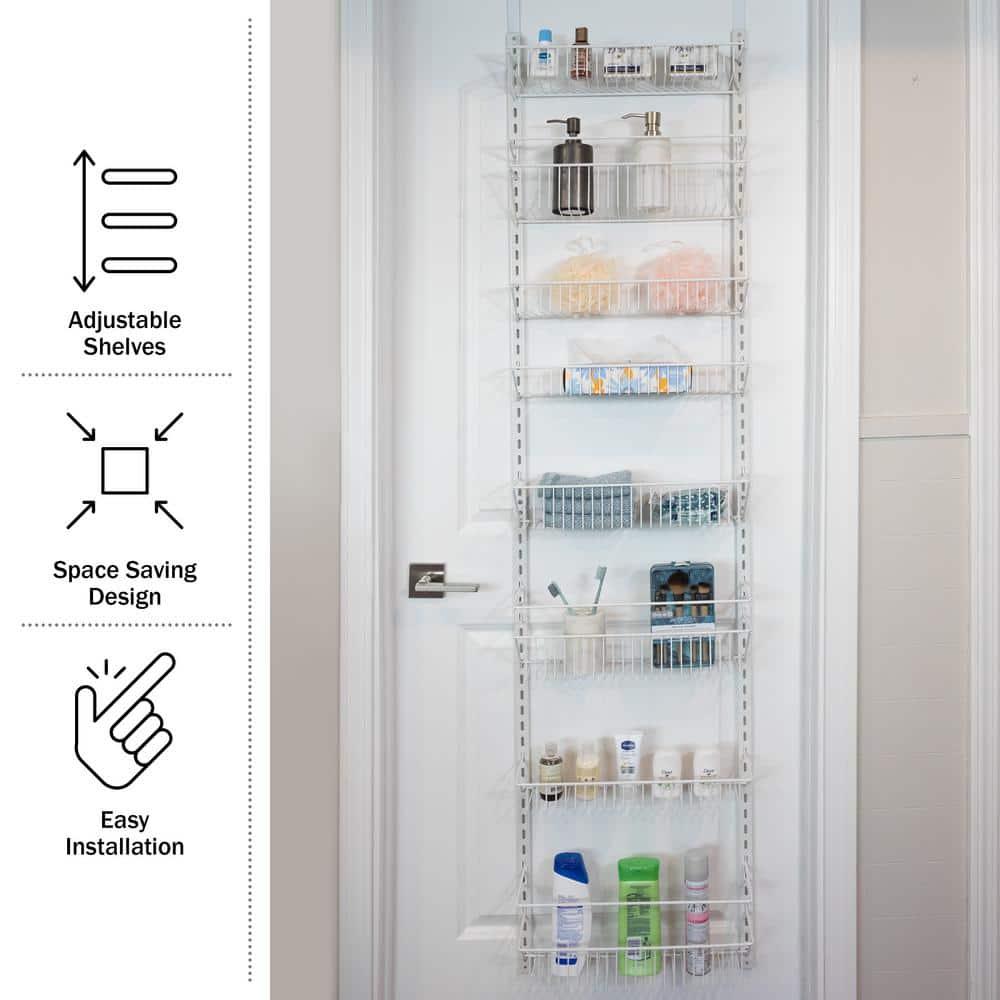 Home-Complete 9-Tier Over the Door Organizer with Adjustable Shelves, White