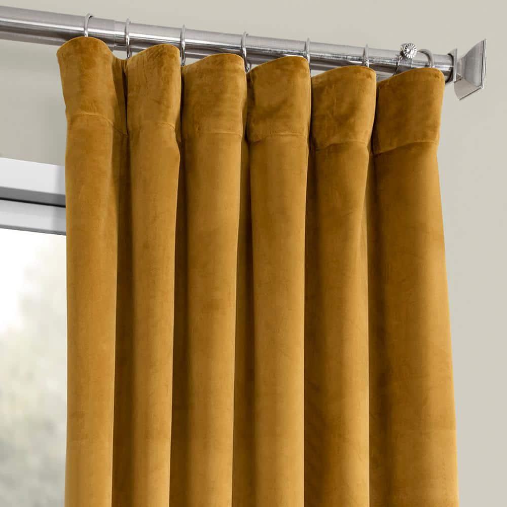 Half Price Drapes Retro Gold Heritage Plush Velvet Room Darkening Curtains (1 Panel), 50W X 96L