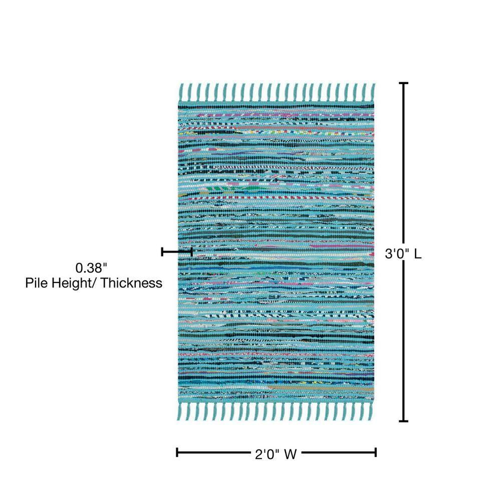 Rag Rug RAR125 Hand Woven Indoor Accent Rug - Turquoise/Multi - 2'x3' - Safavieh.