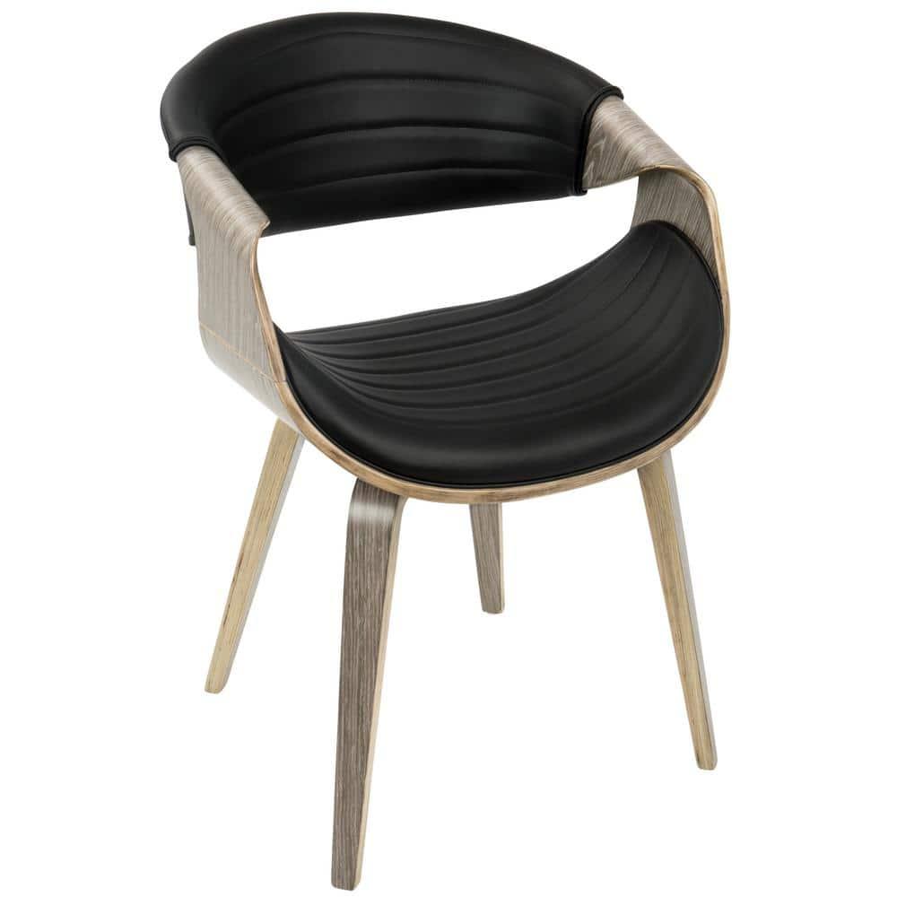 LumiSource Symphony Mid Century Modern Dining/Accent Chair Light Gray: Upholstered, Wood Legs, 250lb Capacity
