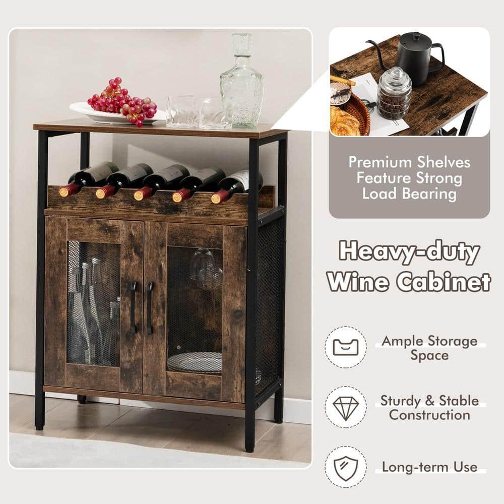 Industrial Sideboard Buffet Cabinet with Removable Wine Rack